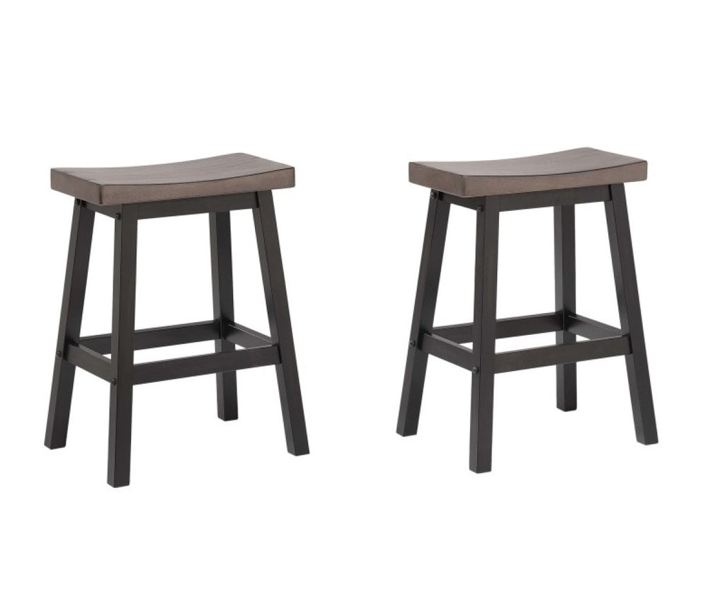 COUNTER STOOL, SET OF 2 - OAK/DARK GREY