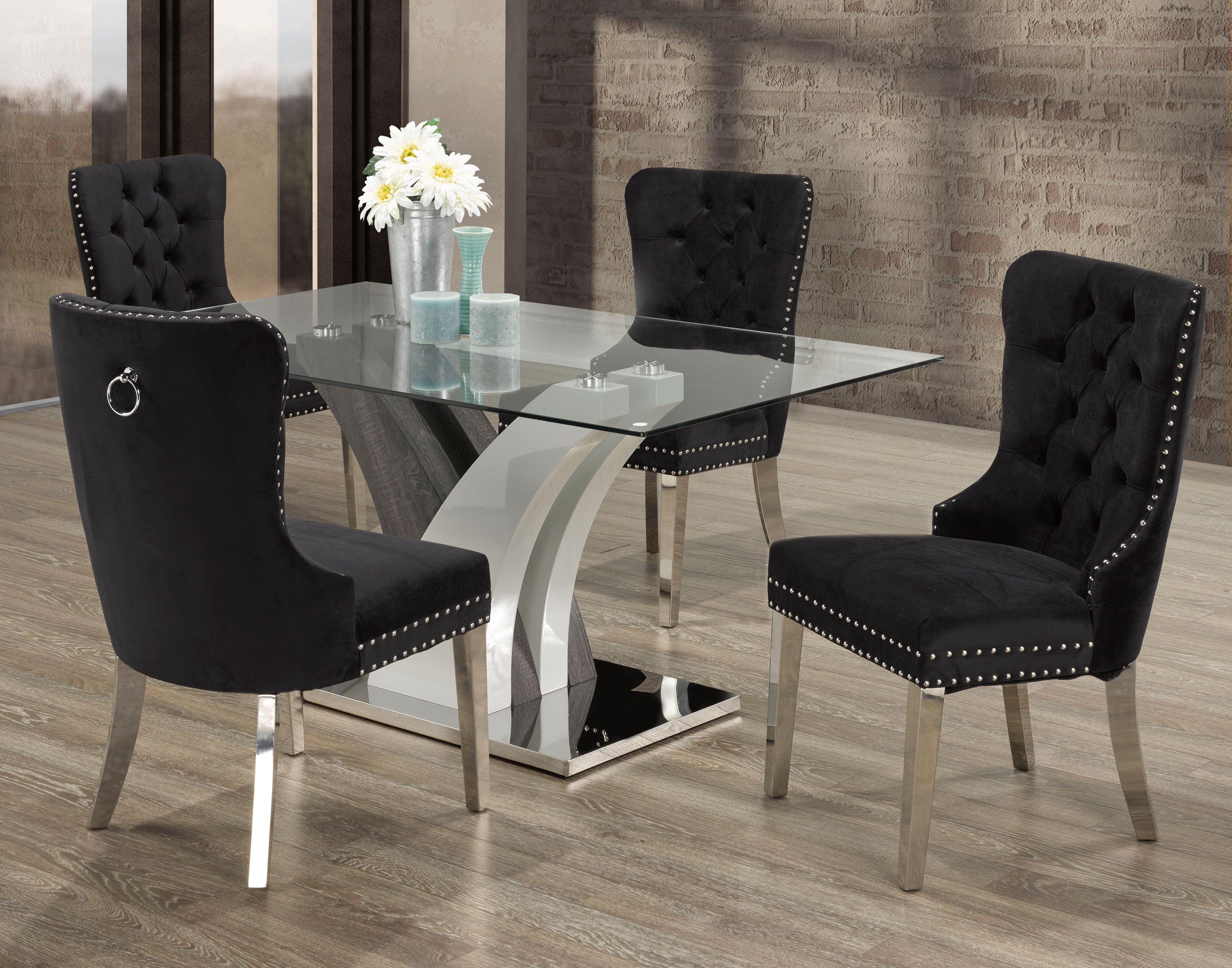 5-PIECE DINING SET - BLACK