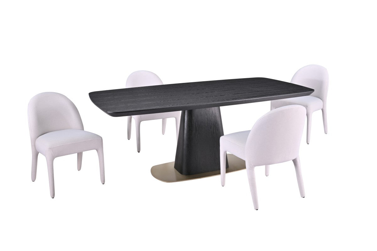5-PIECE DINING SET - BLACK/BEIGE