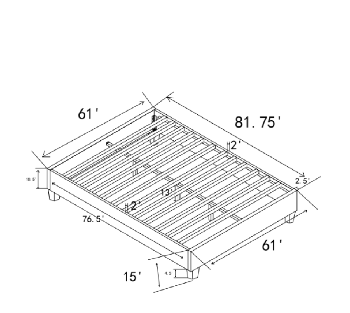 QUEEN BED BASE - GREY