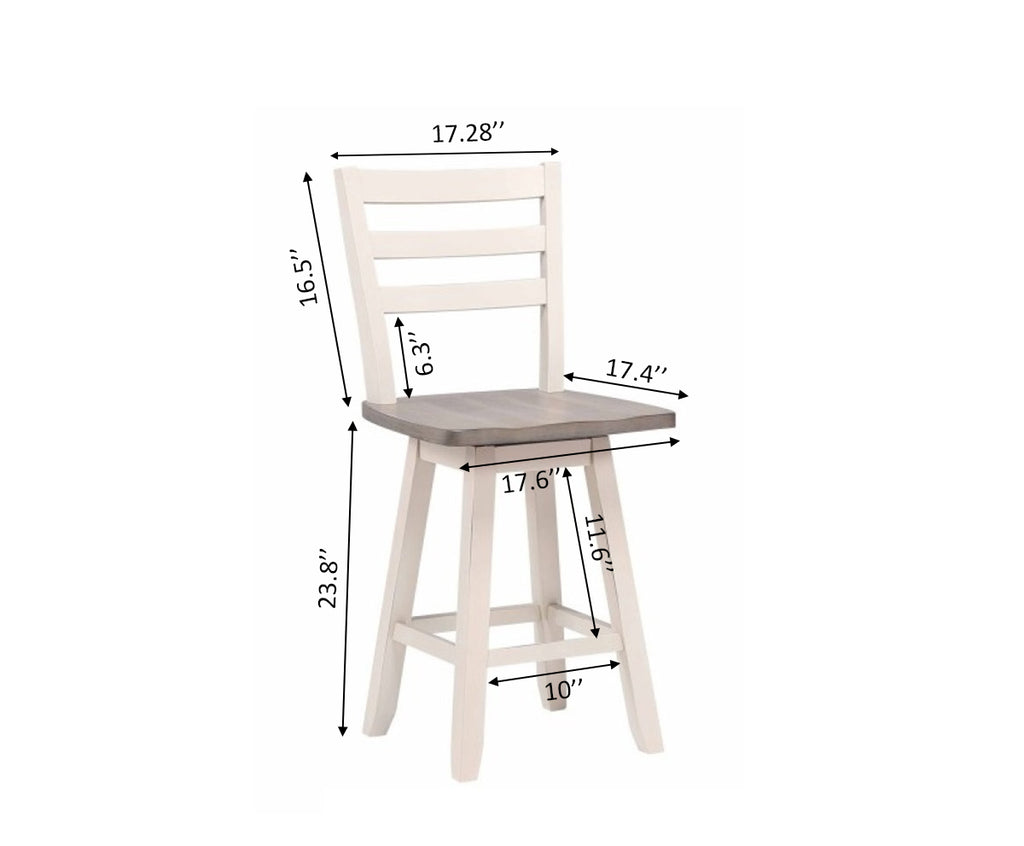 COUNTER STOOL, SET OF 2 - GREY/WHITE