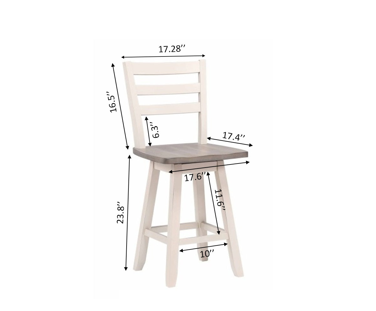 COUNTER STOOL, SET OF 2 - GREY/WHITE