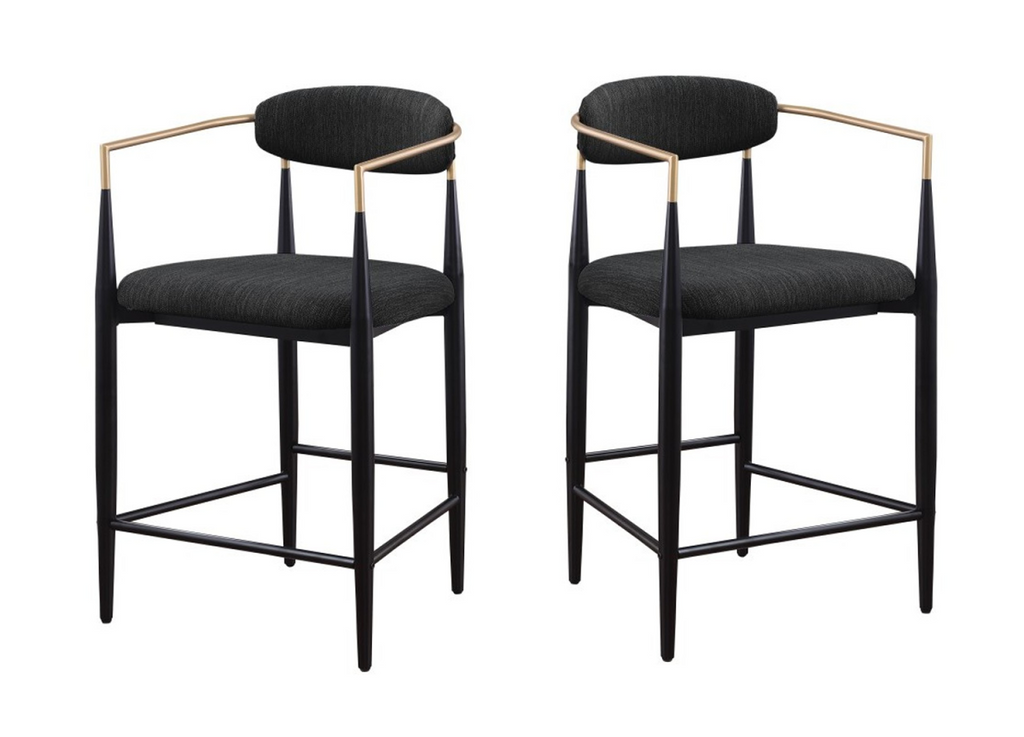 COUNTER STOOL, SET OF 2 - BLACK