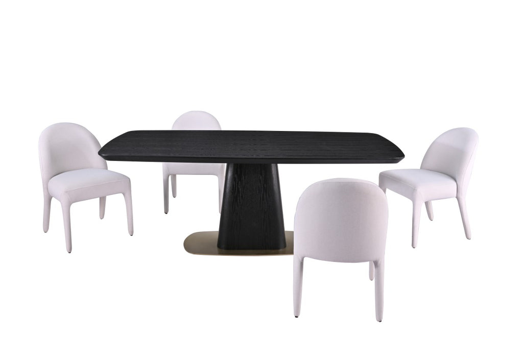 5-PIECE DINING SET - BLACK/BEIGE