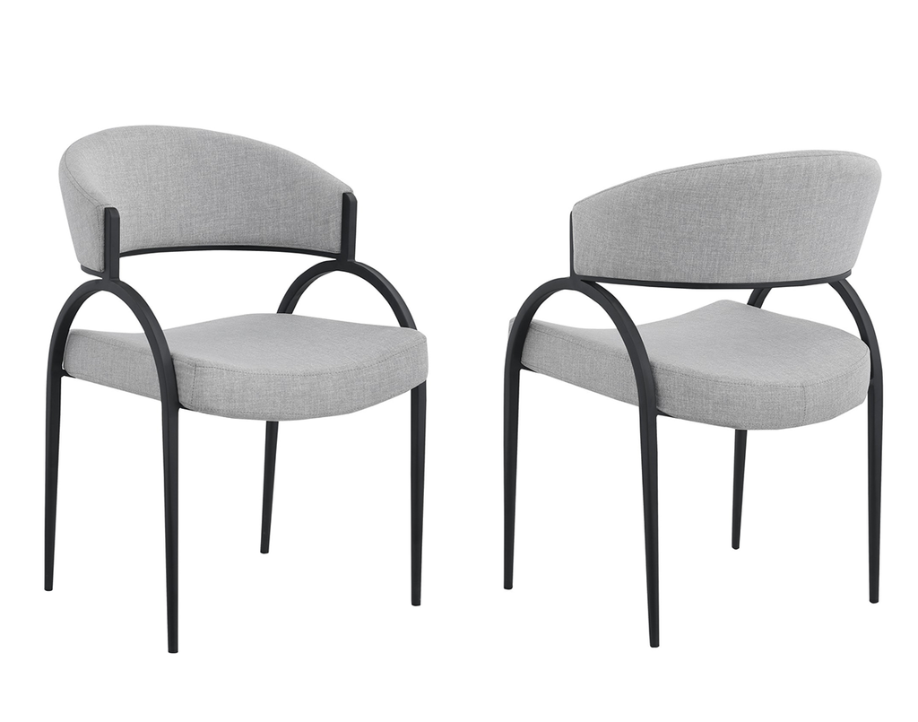 DINING CHAIR, SET OF 2, GREY/BLACK