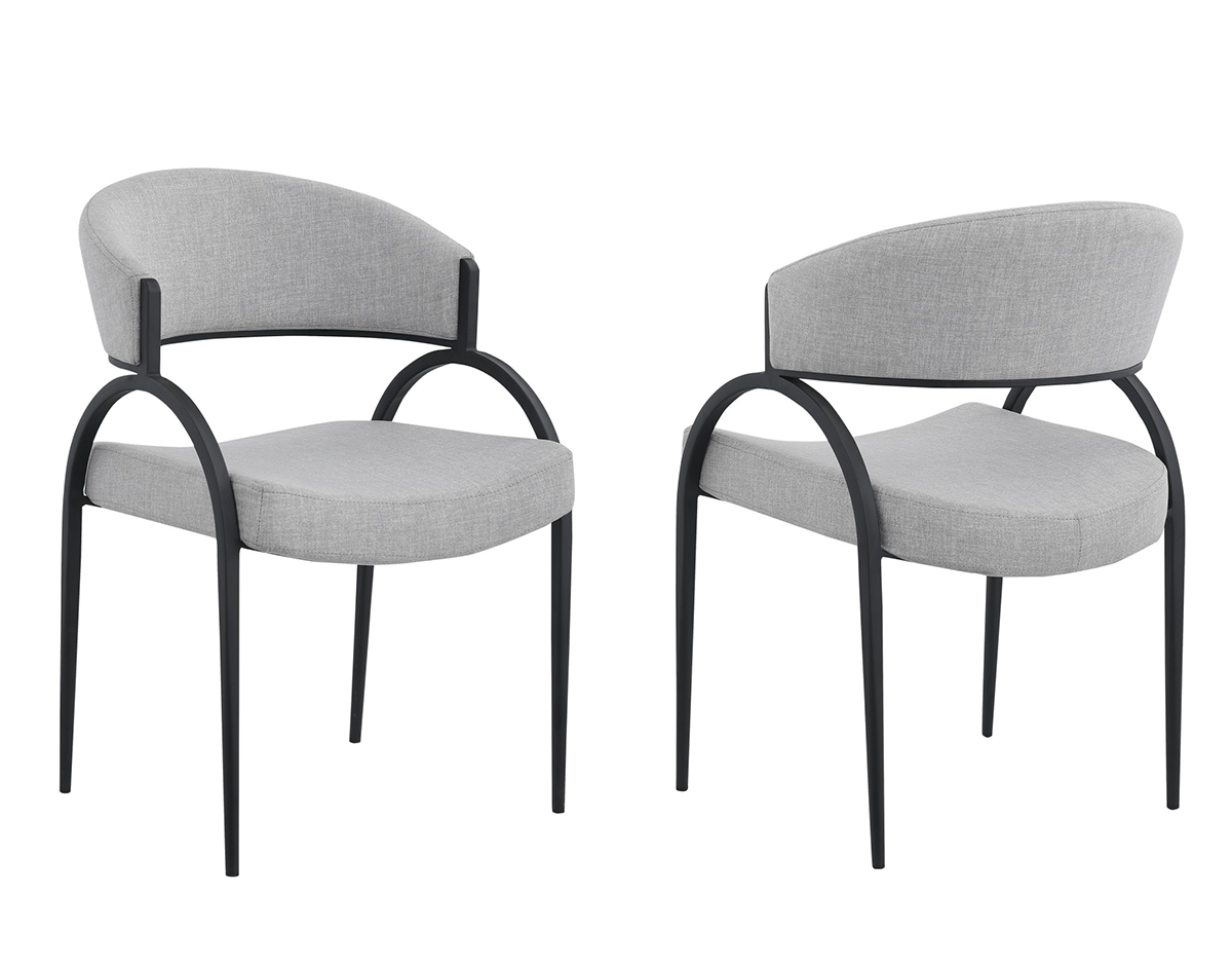 DINING CHAIR, SET OF 2, GREY/BLACK