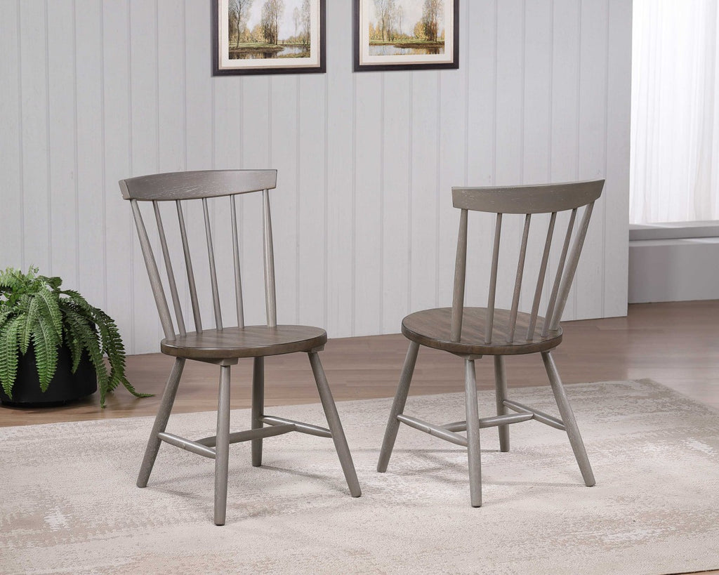 DINING CHAIR, SET OF 2 - OAK/GREY
