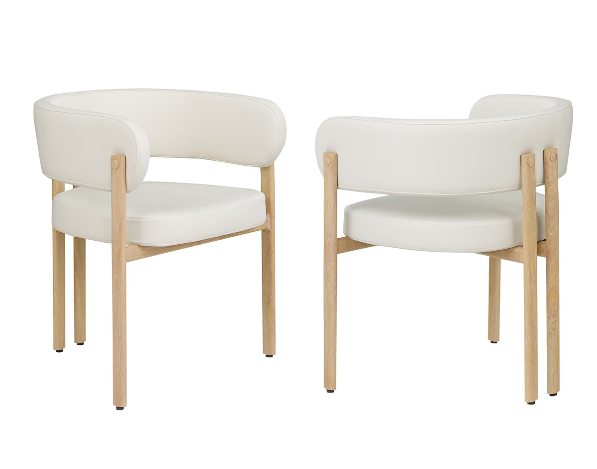 DINING CHAIR, SET OF 2 - CREAM/OAK