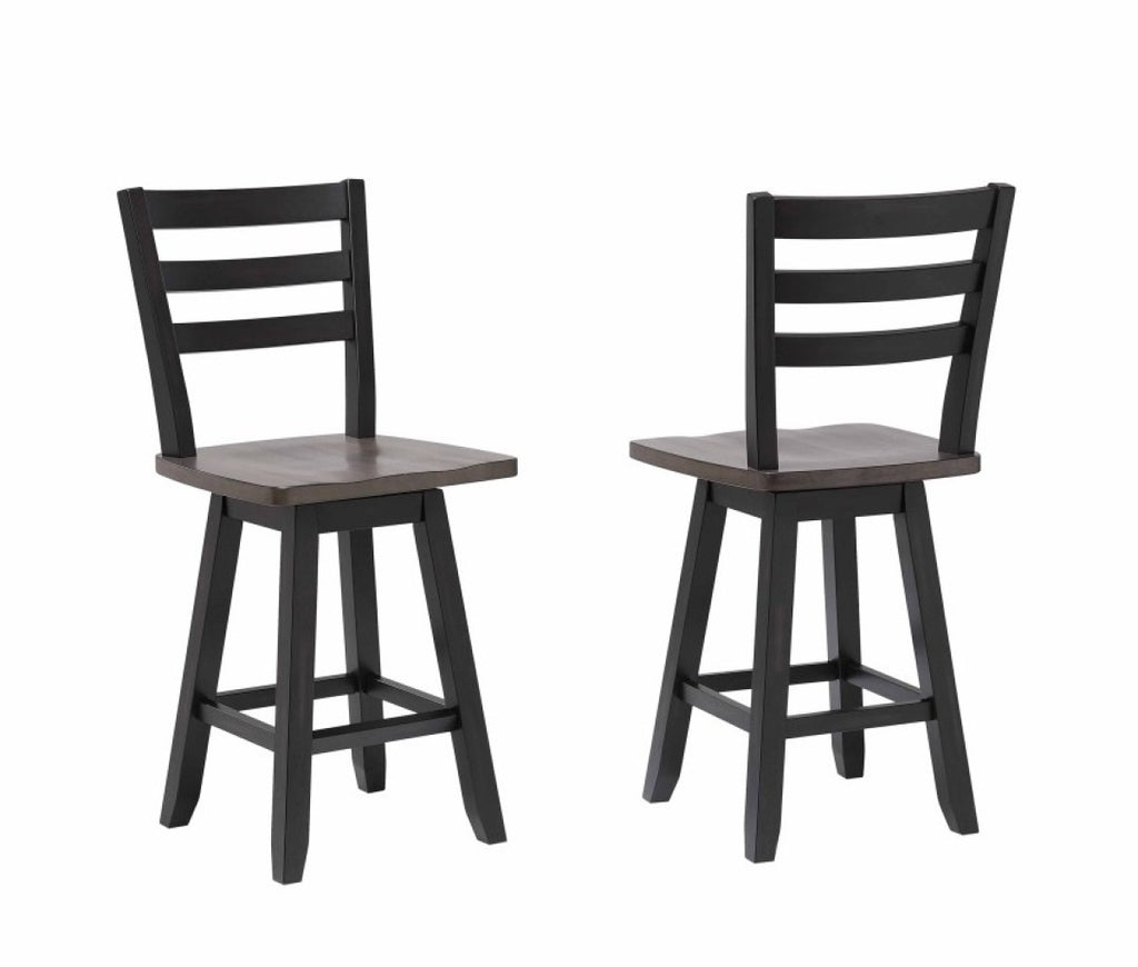 COUNTER STOOL, SET OF 2 - OAK/DARK GREY