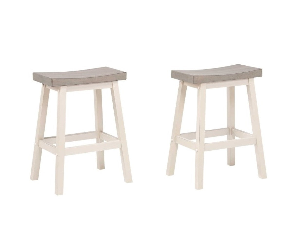 COUNTER STOOL, SET OF 2 - GREY/WHITE