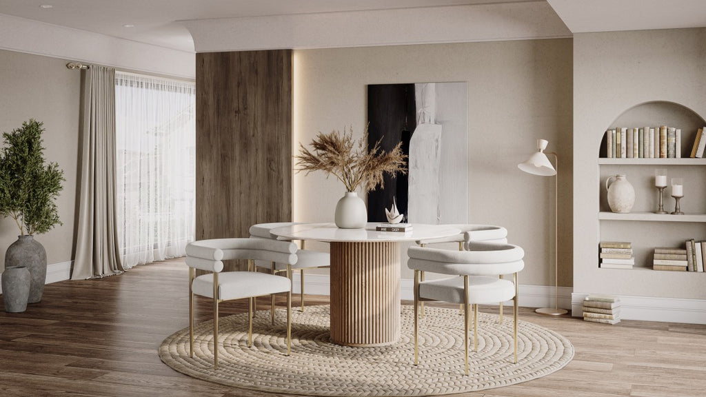 DINING CHAIR, SET OF 2, CREAM/GOLD