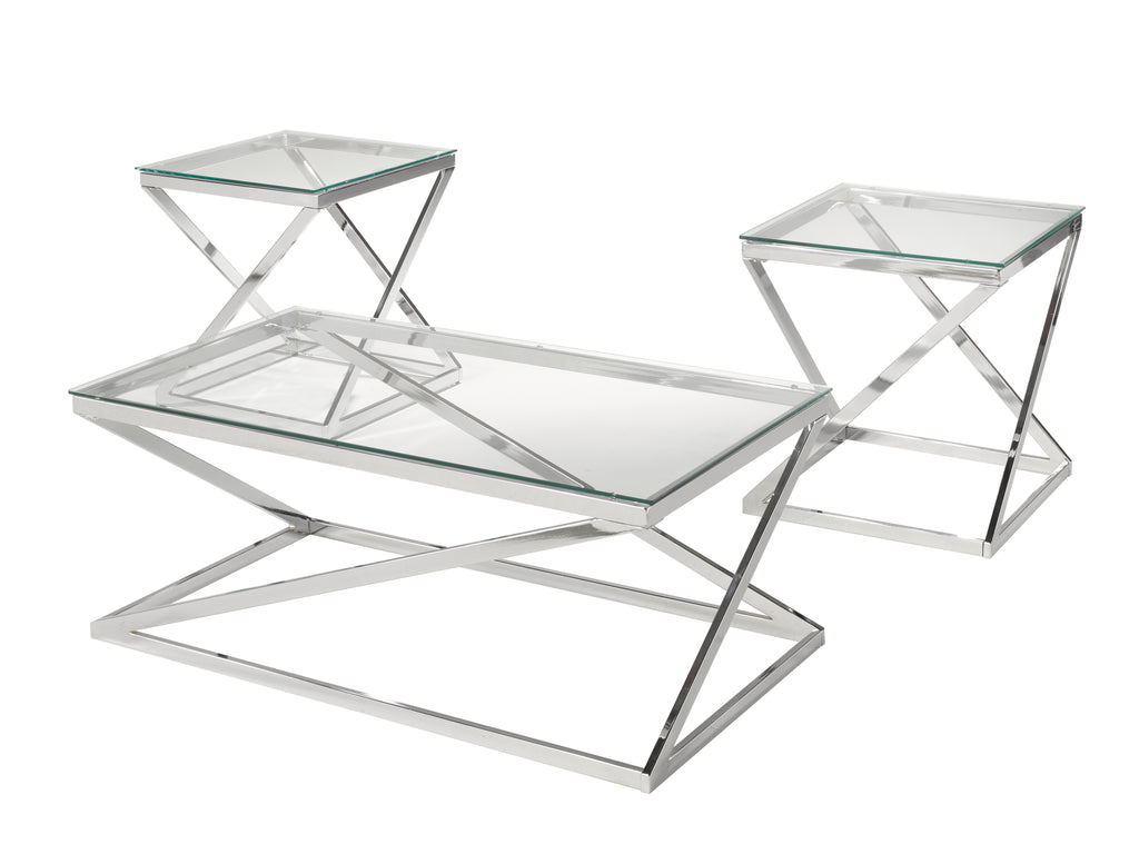 3-PIECE COFFEE TABLE SET - SILVER