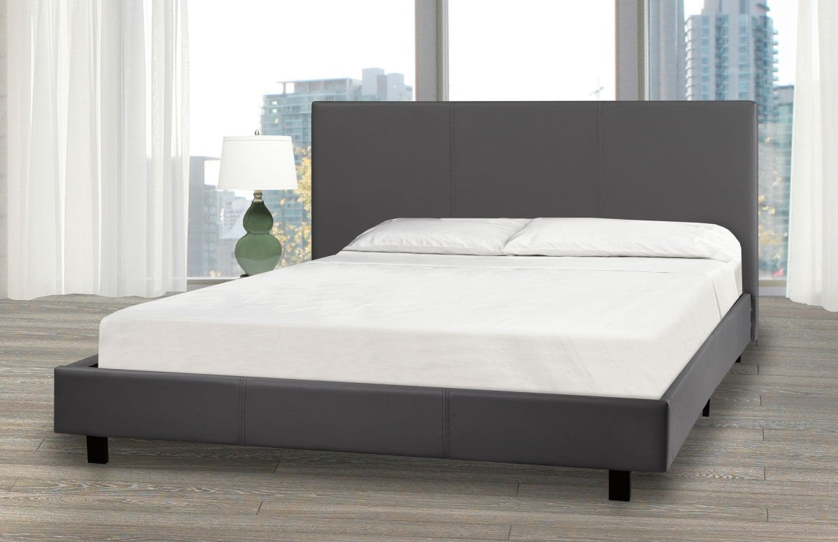 QUEEN BED & MATTRESS SET - GREY