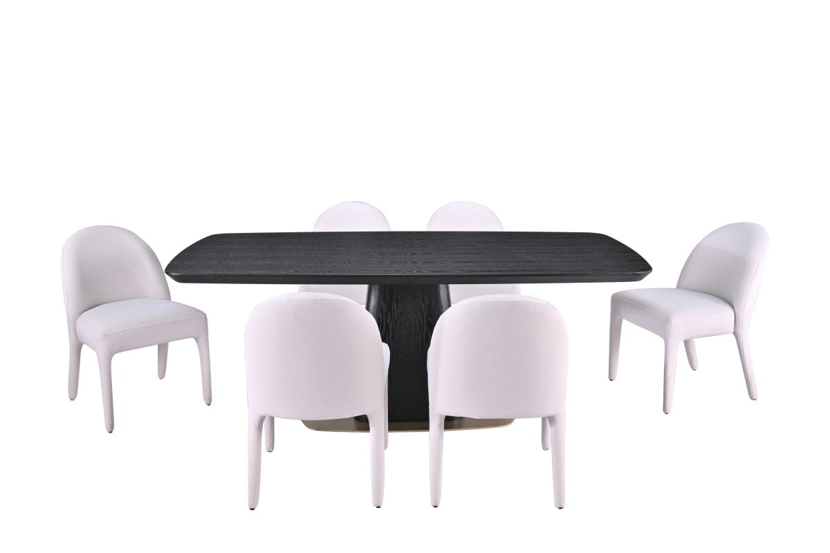7-PIECE DINING SET - BLACK/BEIGE