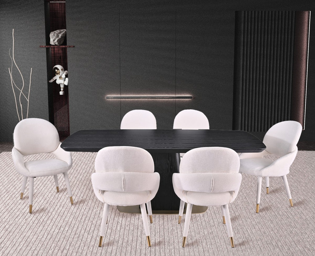 7-PIECE DINING SET - BLACK/BEIGE