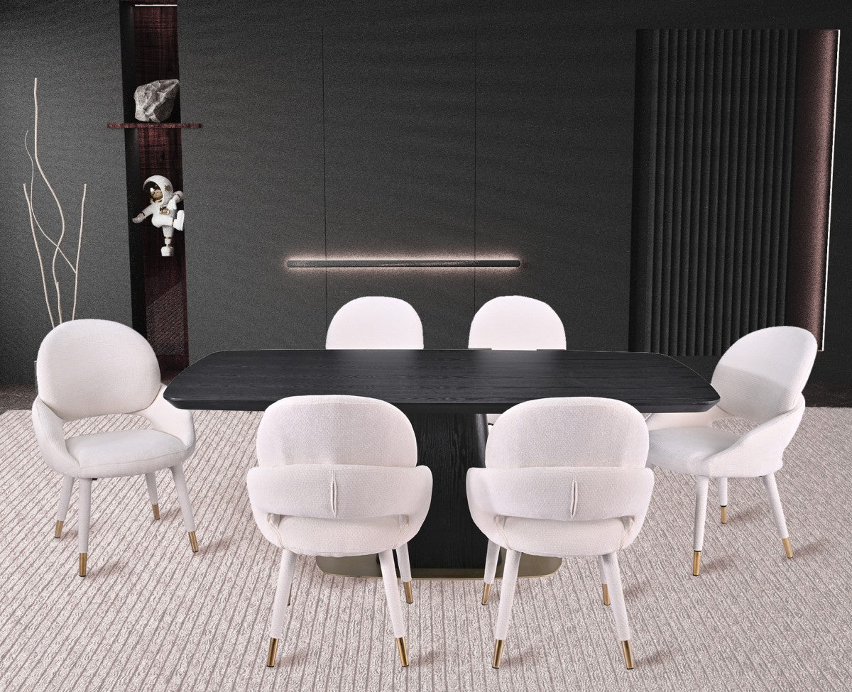 7-PIECE DINING SET - BLACK/BEIGE