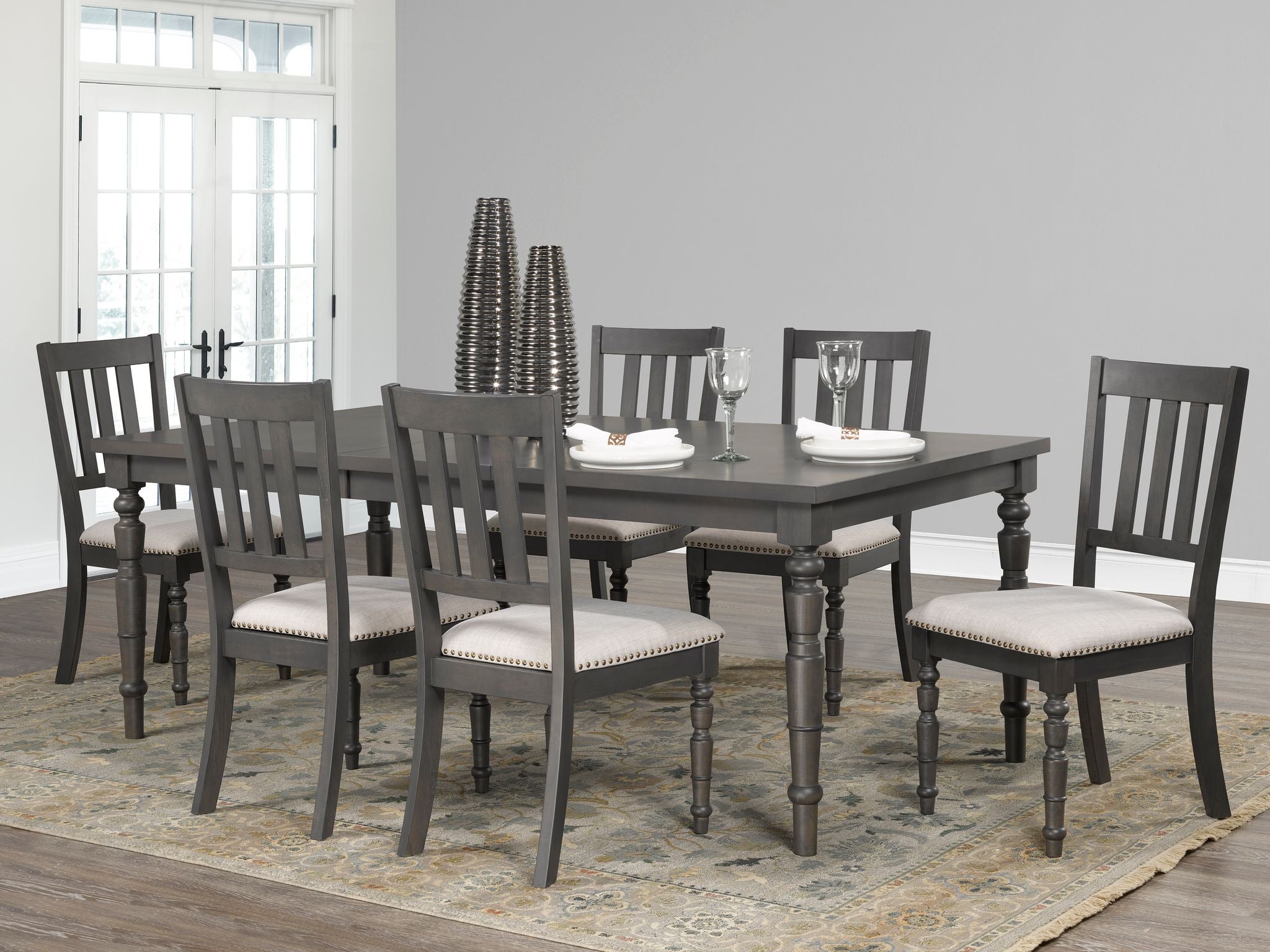 7-PIECE DINING SET - GREY