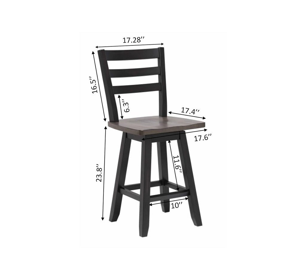 COUNTER STOOL, SET OF 2 - OAK/DARK GREY