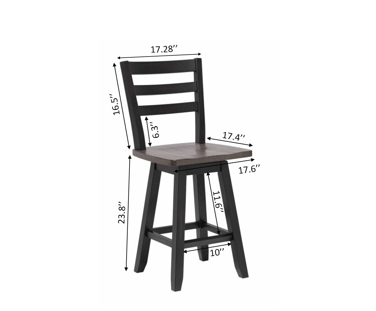 COUNTER STOOL, SET OF 2 - OAK/DARK GREY