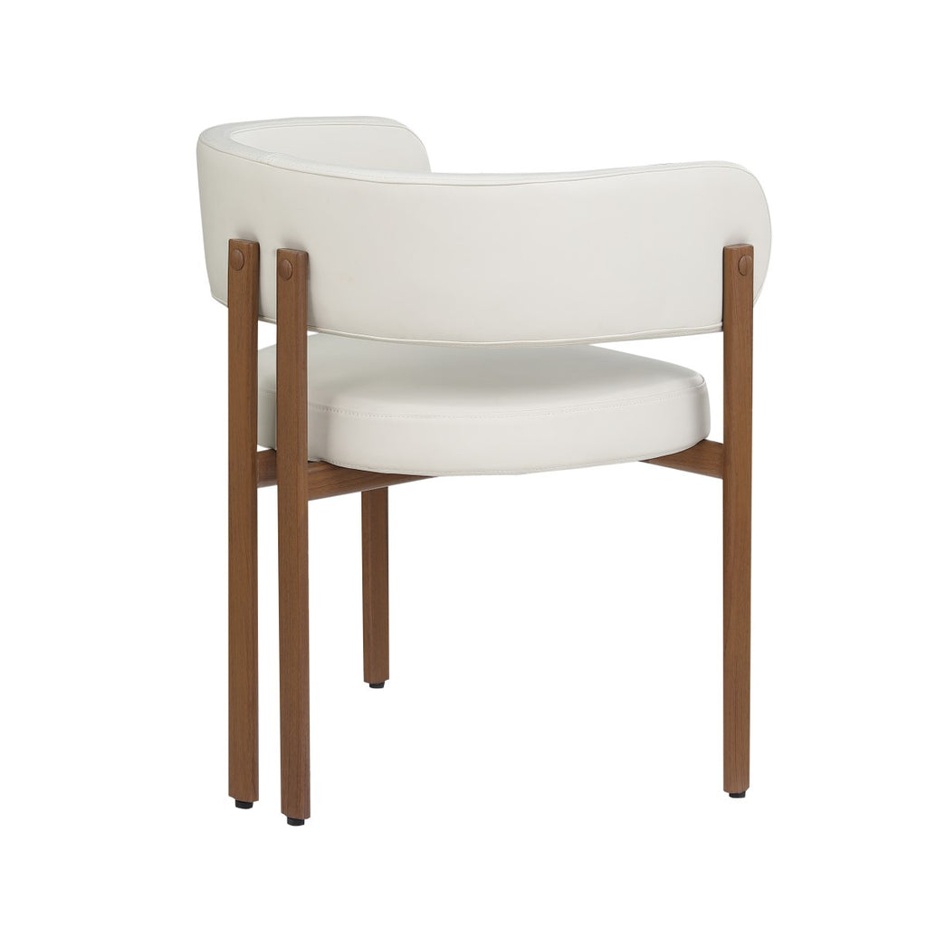 DINING CHAIR, SET OF 2 - CREAM/WALNUT