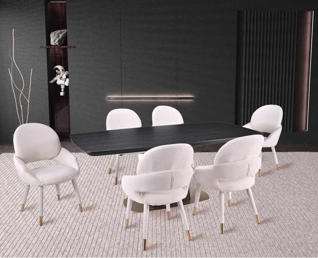 7-PIECE DINING SET - BLACK/BEIGE