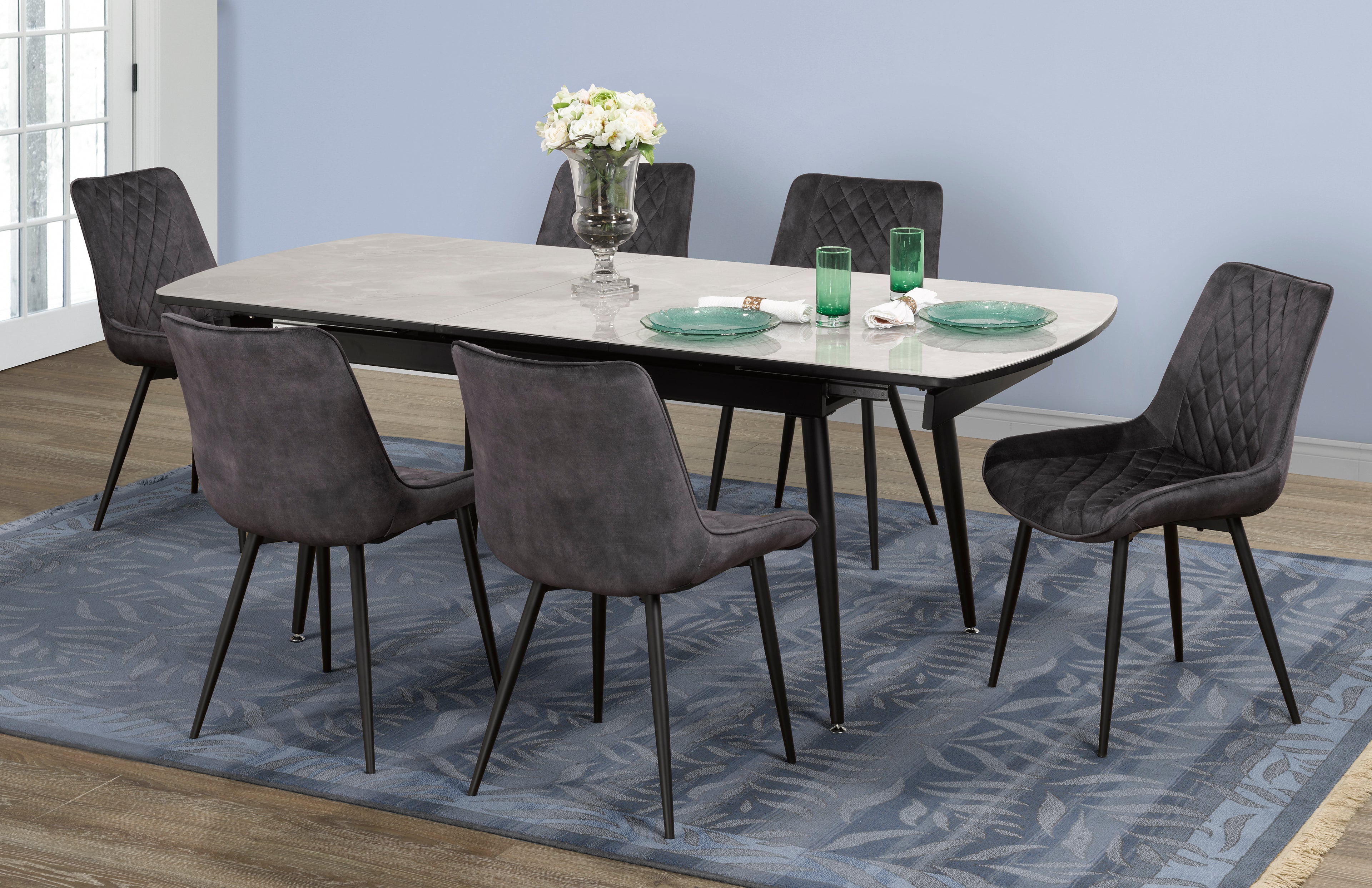 7-PIECE DINING SET - GREY