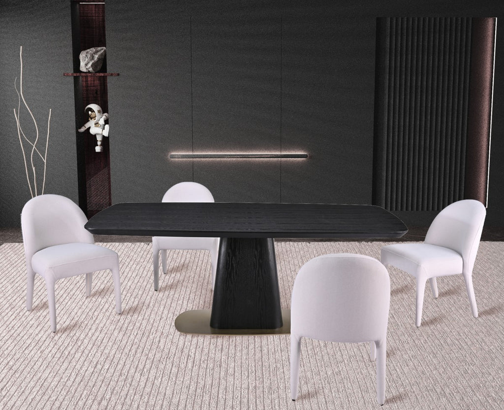 5-PIECE DINING SET - BLACK/BEIGE