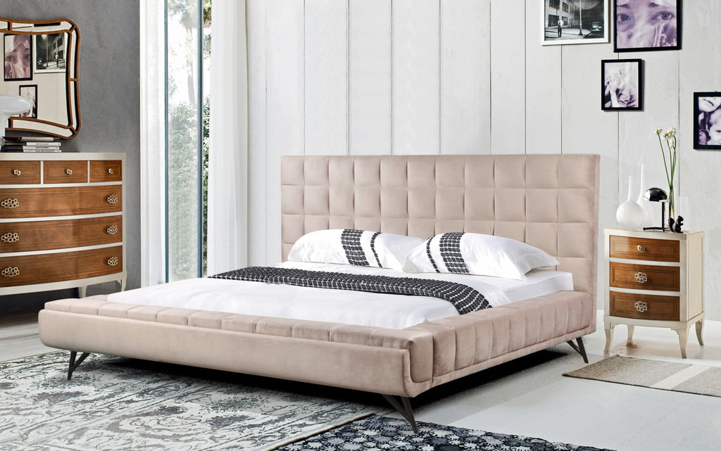 KING PLATFORM BED - BEIGE