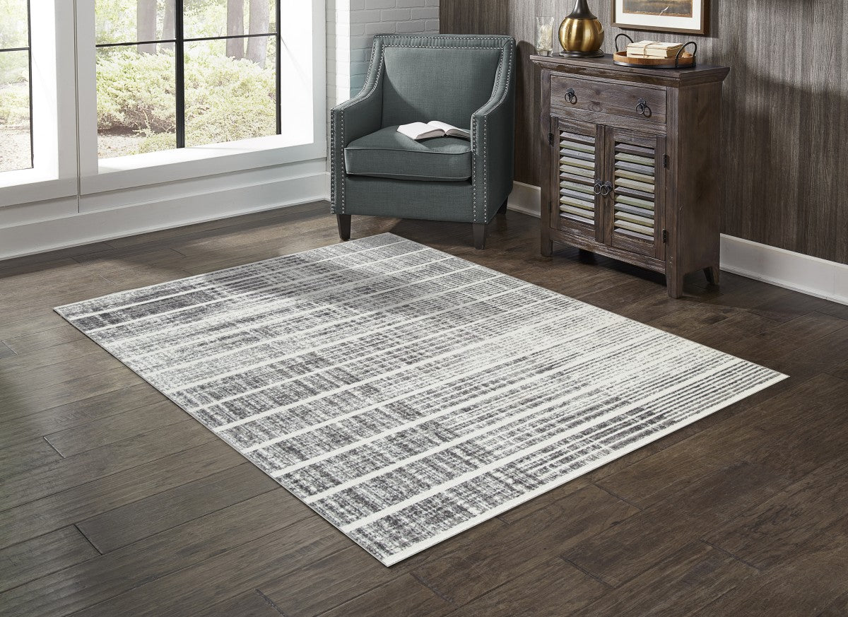 8 X 11 AREA RUG - WHITE/SILVER