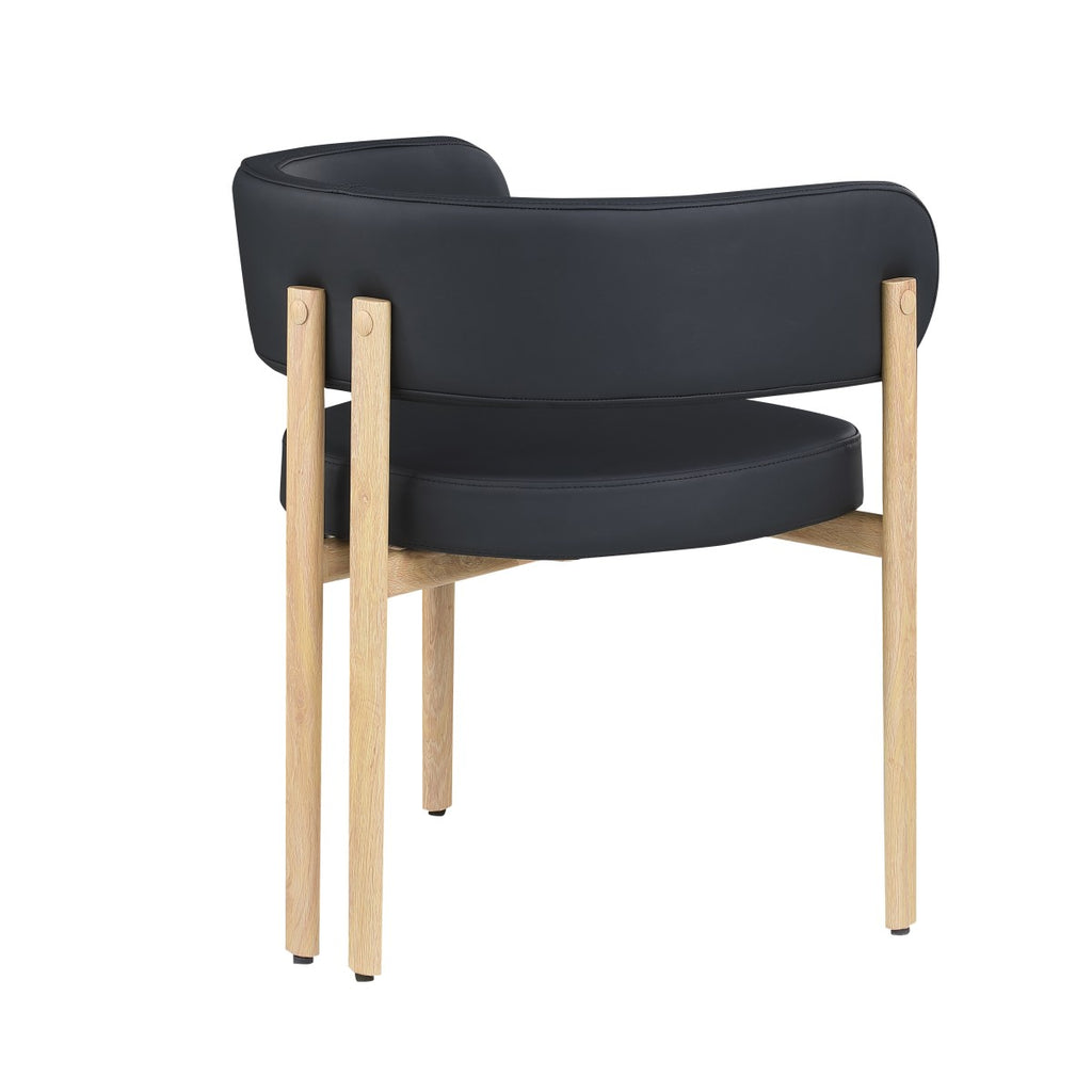 DINING CHAIR, SET OF 2 - BLACK/OAK