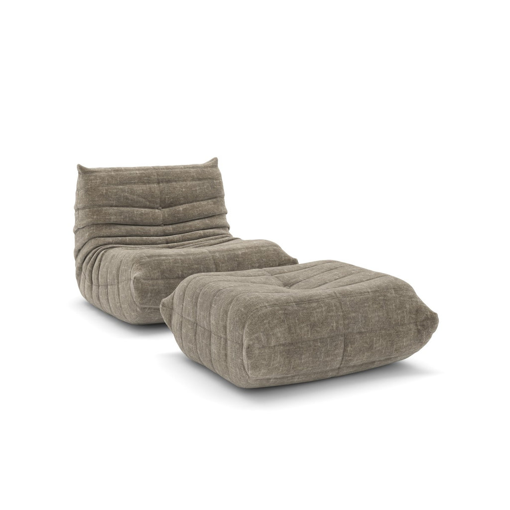 ARMLESS CHAIR & OTTOMAN - TAUPE