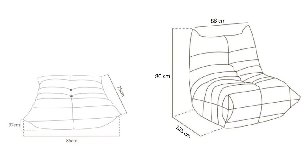 ARMLESS CHAIR & OTTOMAN - TAUPE