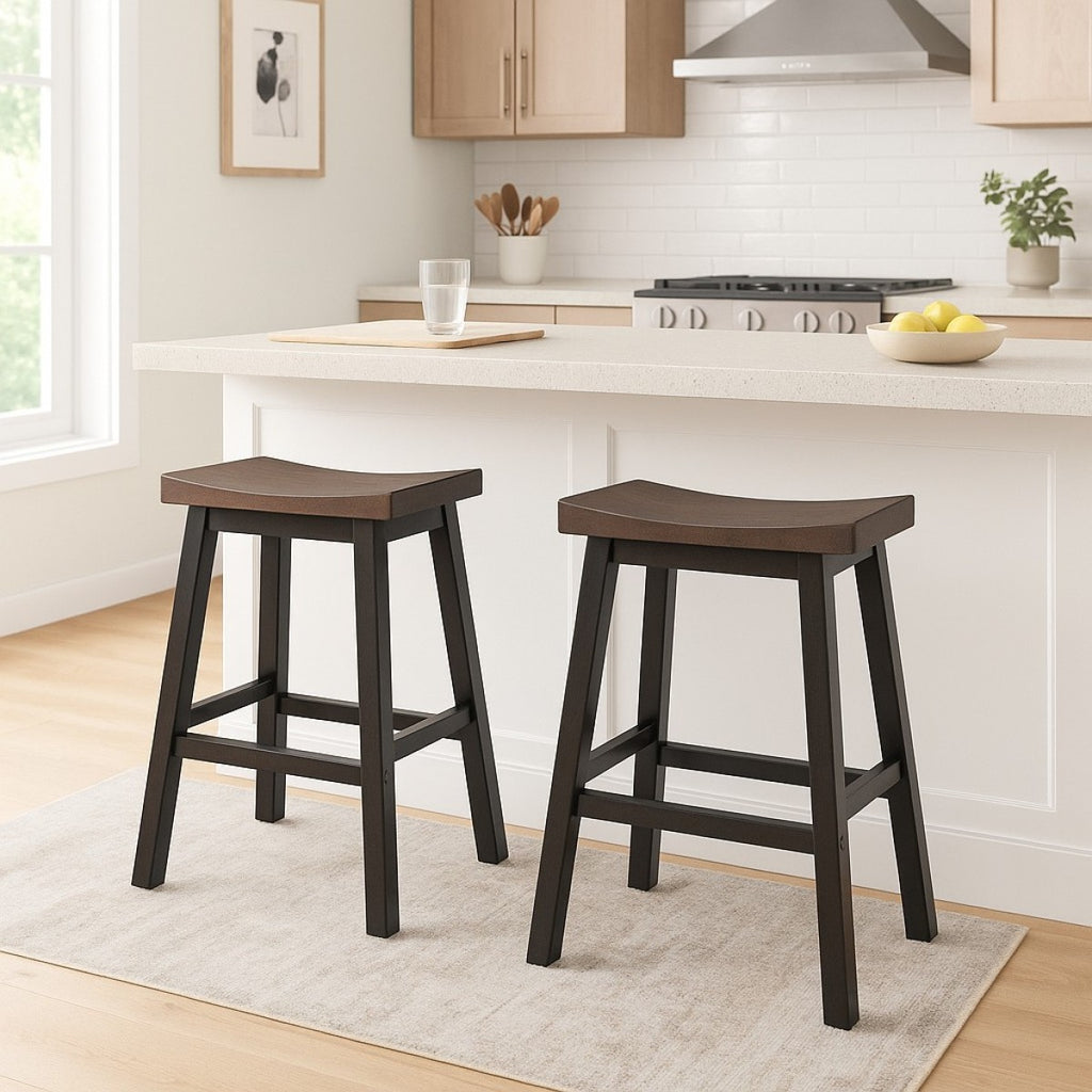 COUNTER STOOL, SET OF 2 - OAK/DARK GREY
