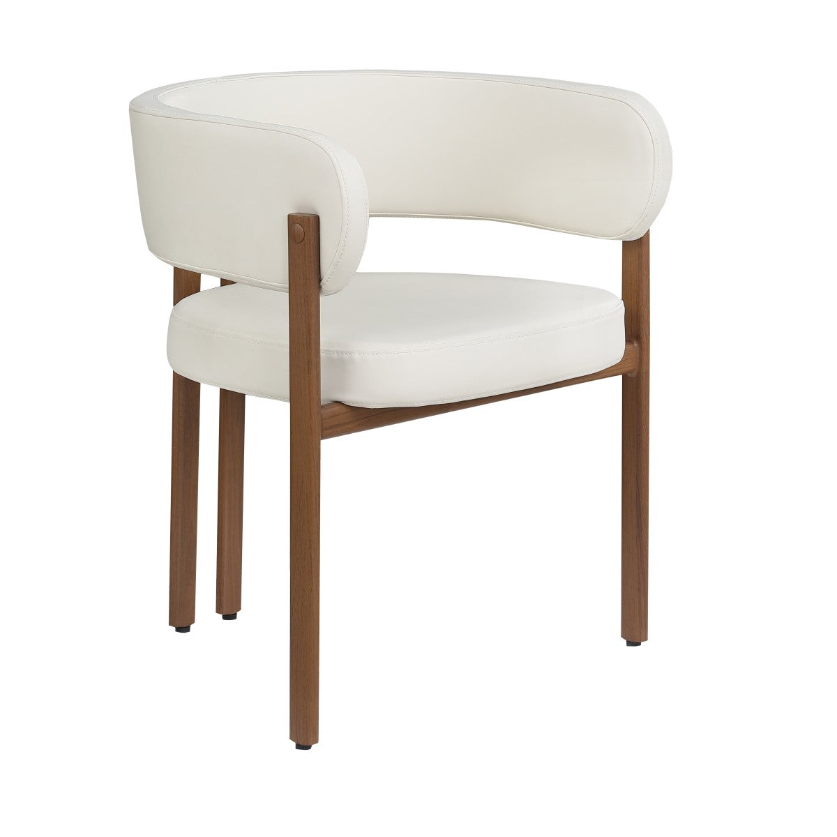 DINING CHAIR, SET OF 2 - CREAM/WALNUT
