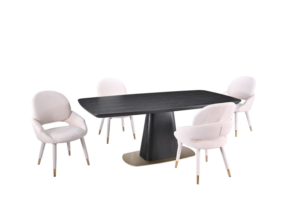 5-PIECE DINING SET - BLACK/BEIGE