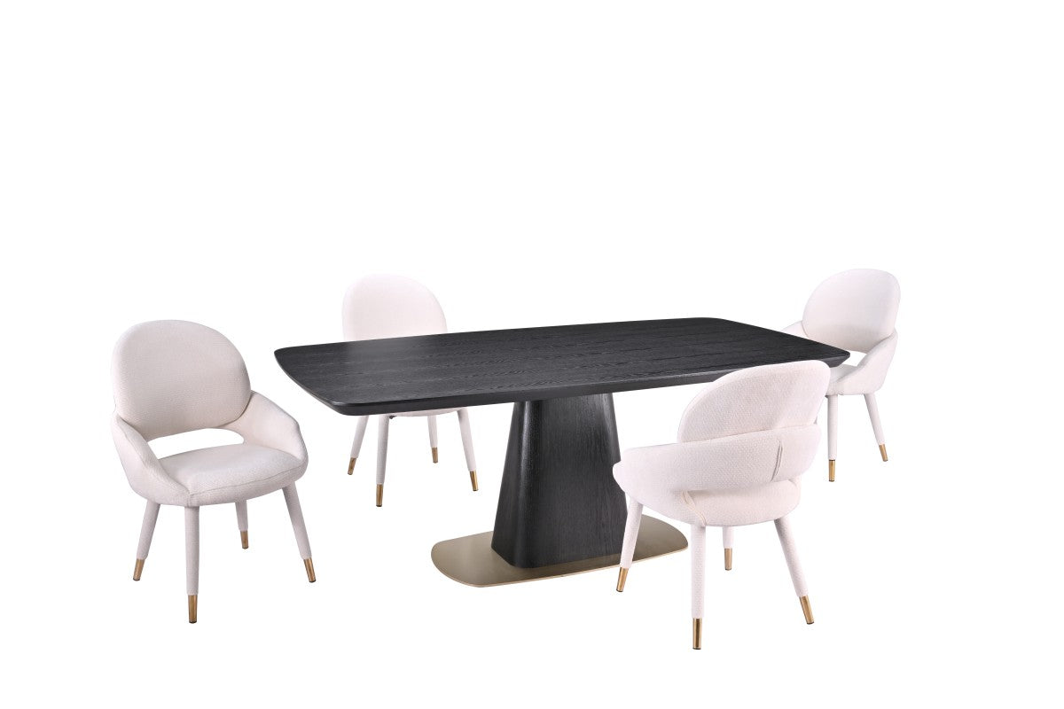 5-PIECE DINING SET - BLACK/BEIGE