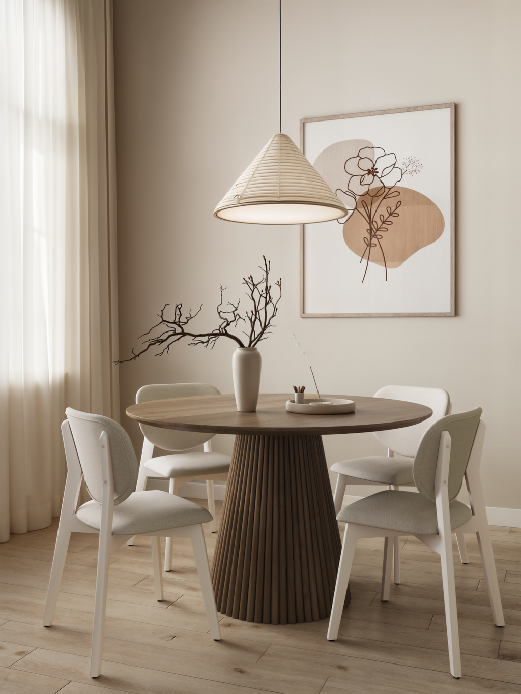 DINING CHAIRS, SET OF 2 - CREAM