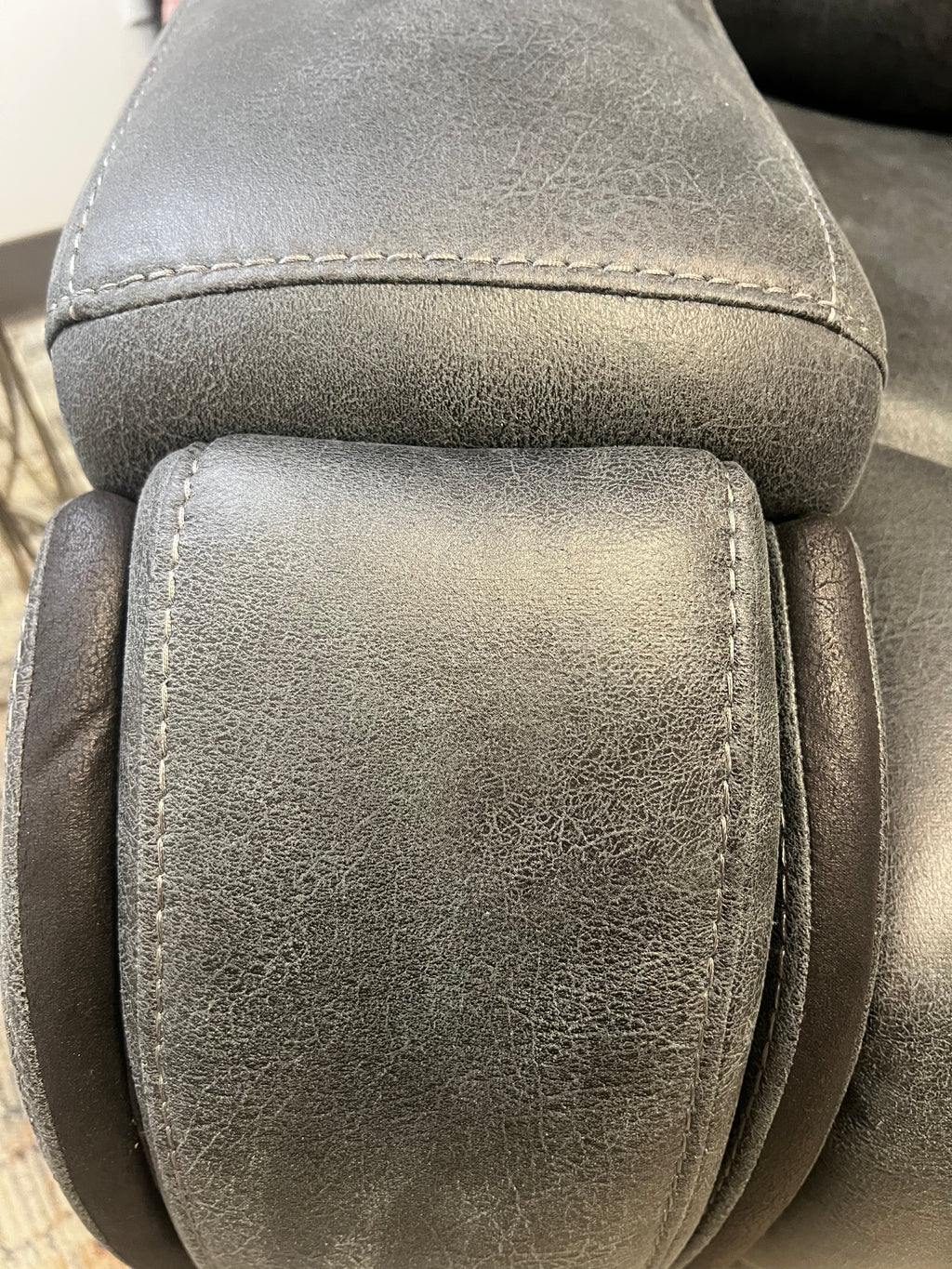 Charcoal Recliner with Cup Holders – Soft Fabric & Full Support