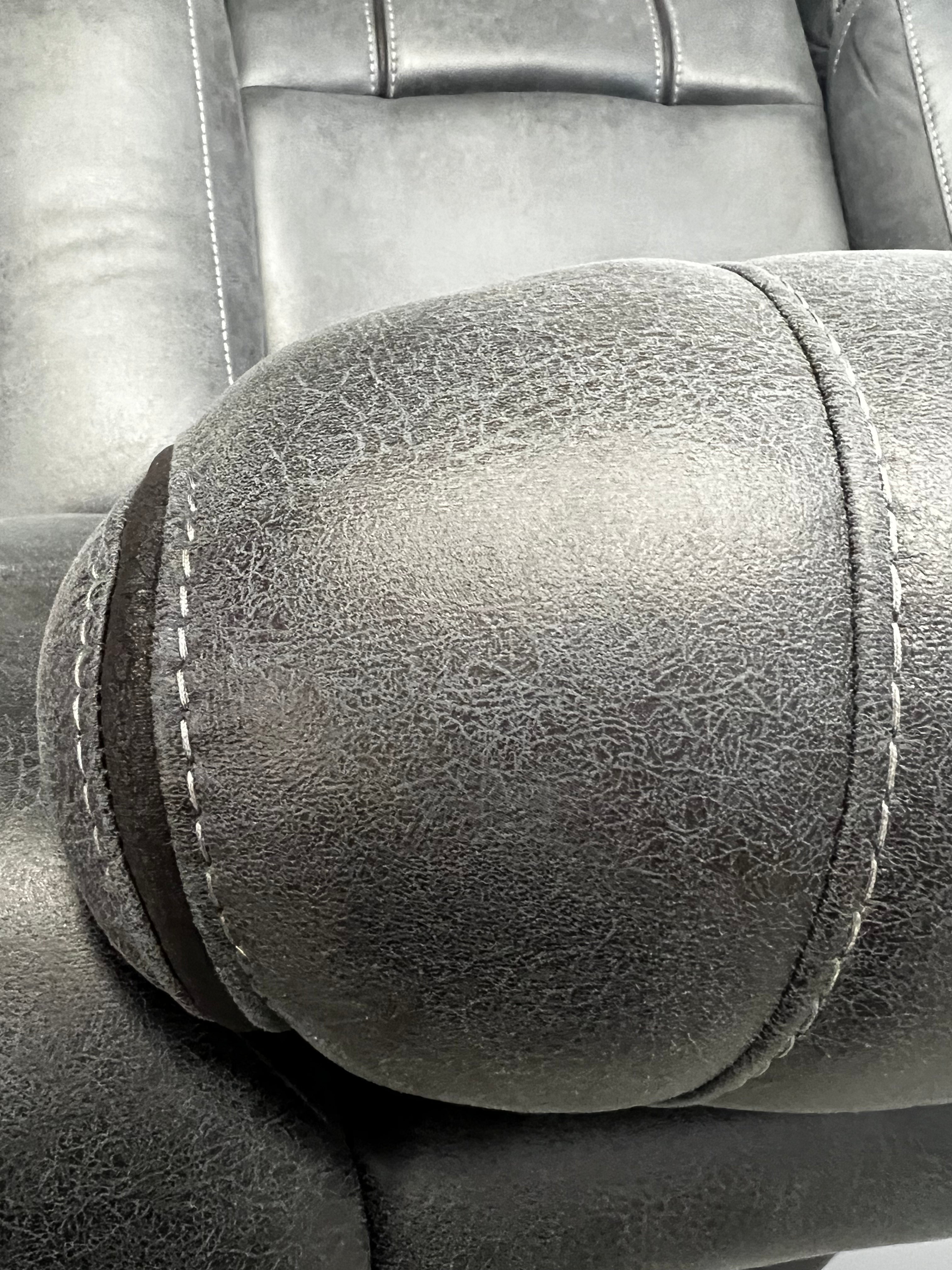 Charcoal Recliner with Cup Holders – Soft Fabric & Full Support