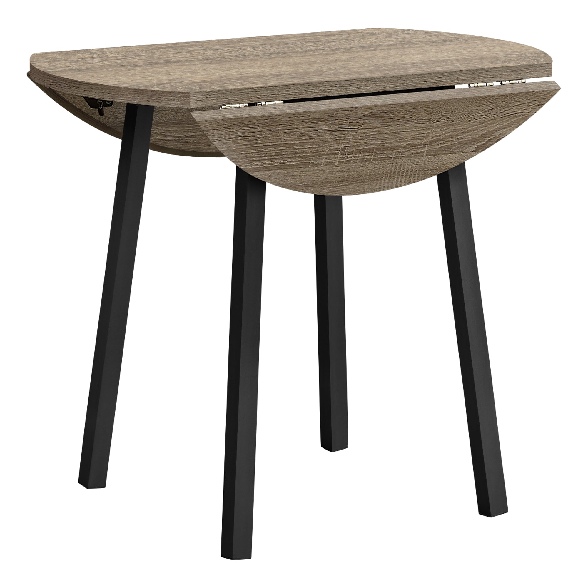 DINING SET - 3PCS SET / DARK TAUPE TOP / BLACK METAL