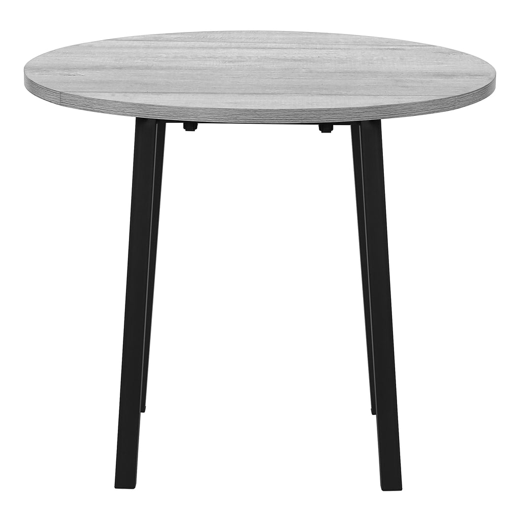 DINING SET - 3PCS SET / GREY TOP / BLACK METAL