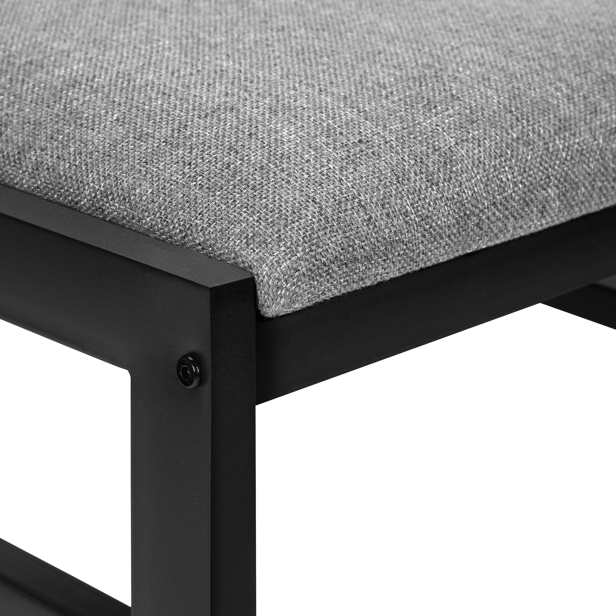 DINING SET - 3PCS SET / GREY TOP / BLACK METAL