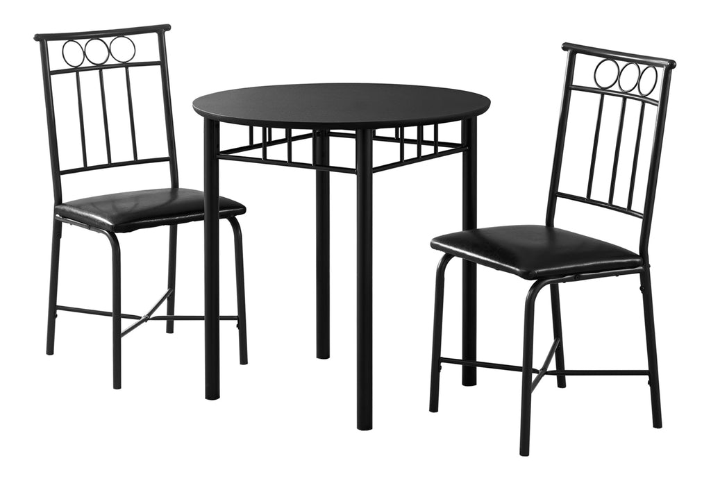 DINING SET - 3PCS SET / BLACK METAL AND TOP