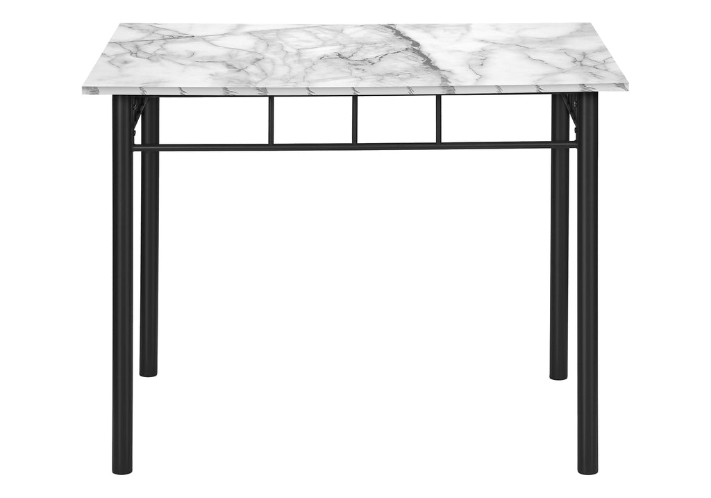DINING SET - 5PCS SET / WHITE MARBLE TOP / BLACK METAL