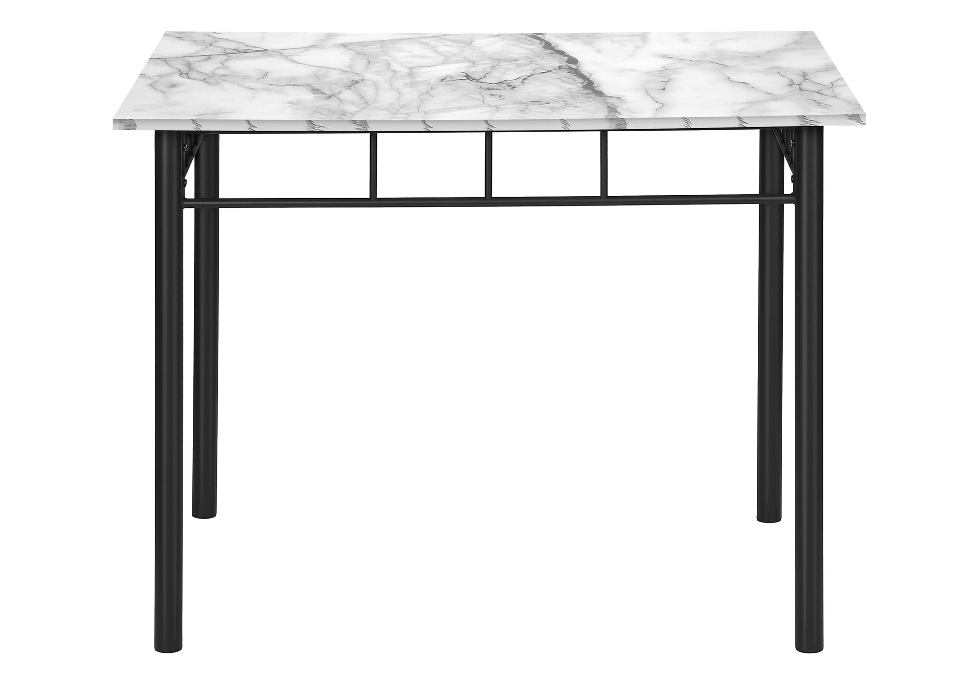 DINING SET - 5PCS SET / WHITE MARBLE TOP / BLACK METAL