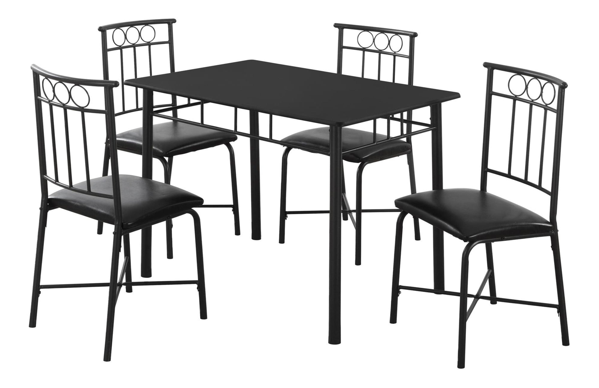 DINING SET - 5PCS SET / BLACK METAL AND TOP