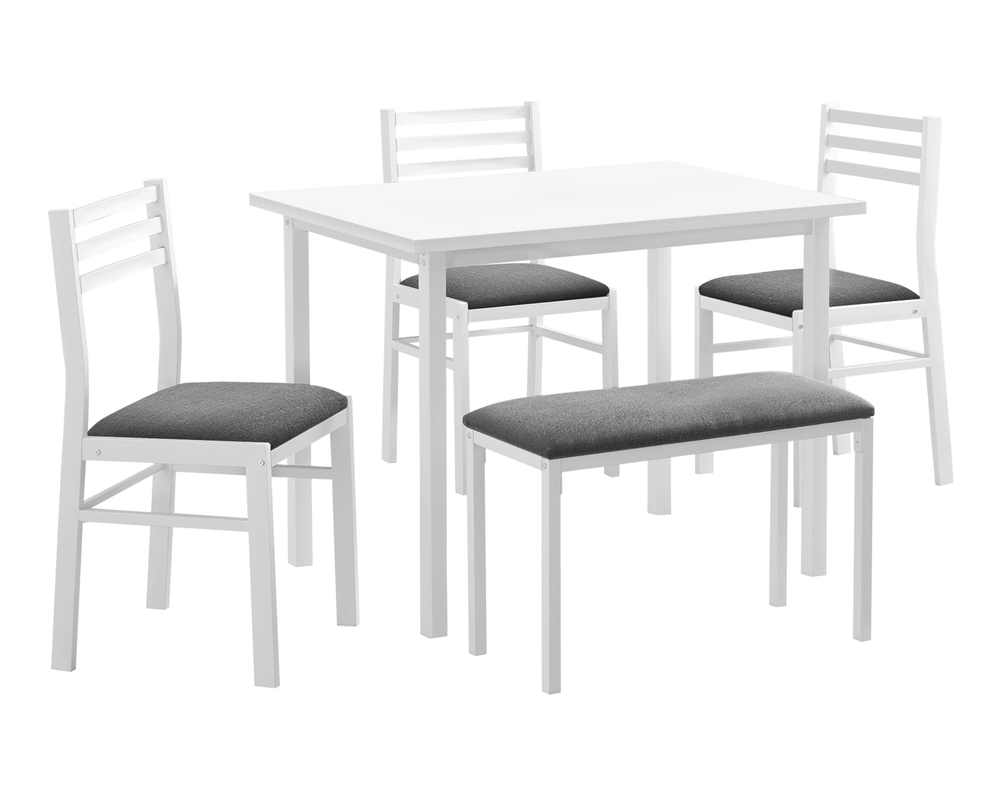 DINING SET - 5PCS SET / WHITE TOP / WHITE METAL