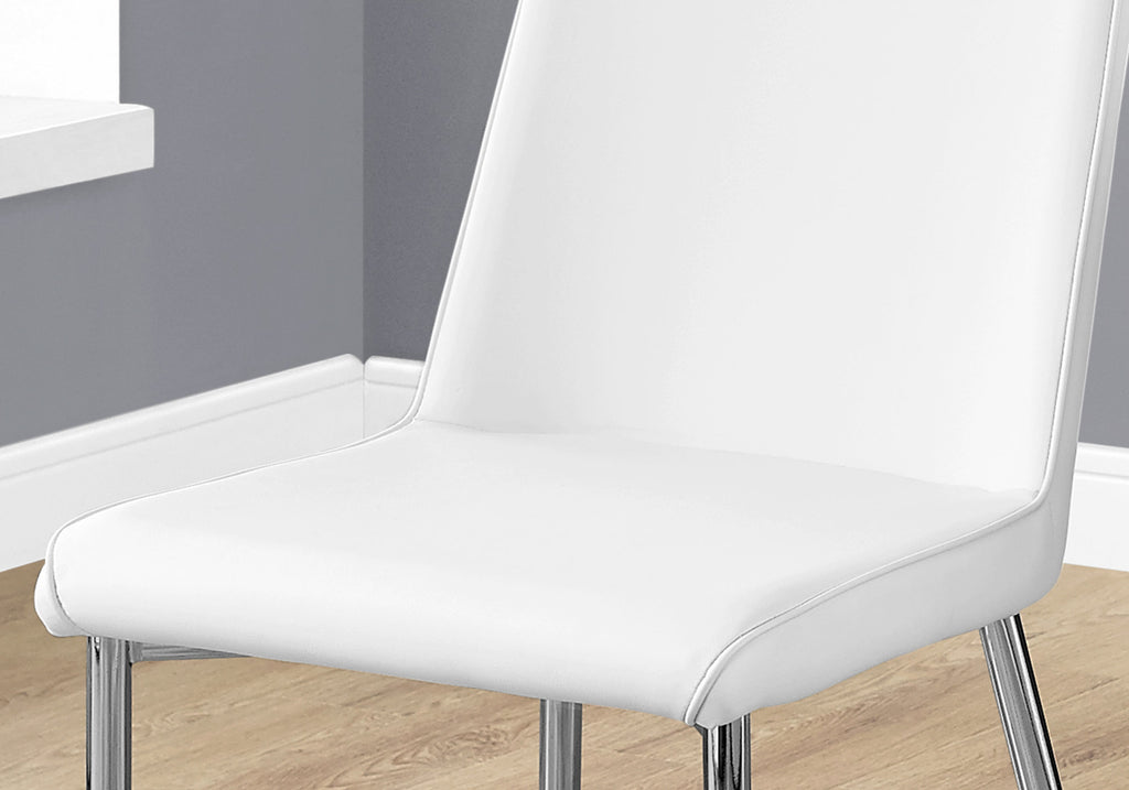 DINING CHAIR - 2PCS / 37""H / WHITE LEATHER-LOOK / CHROME