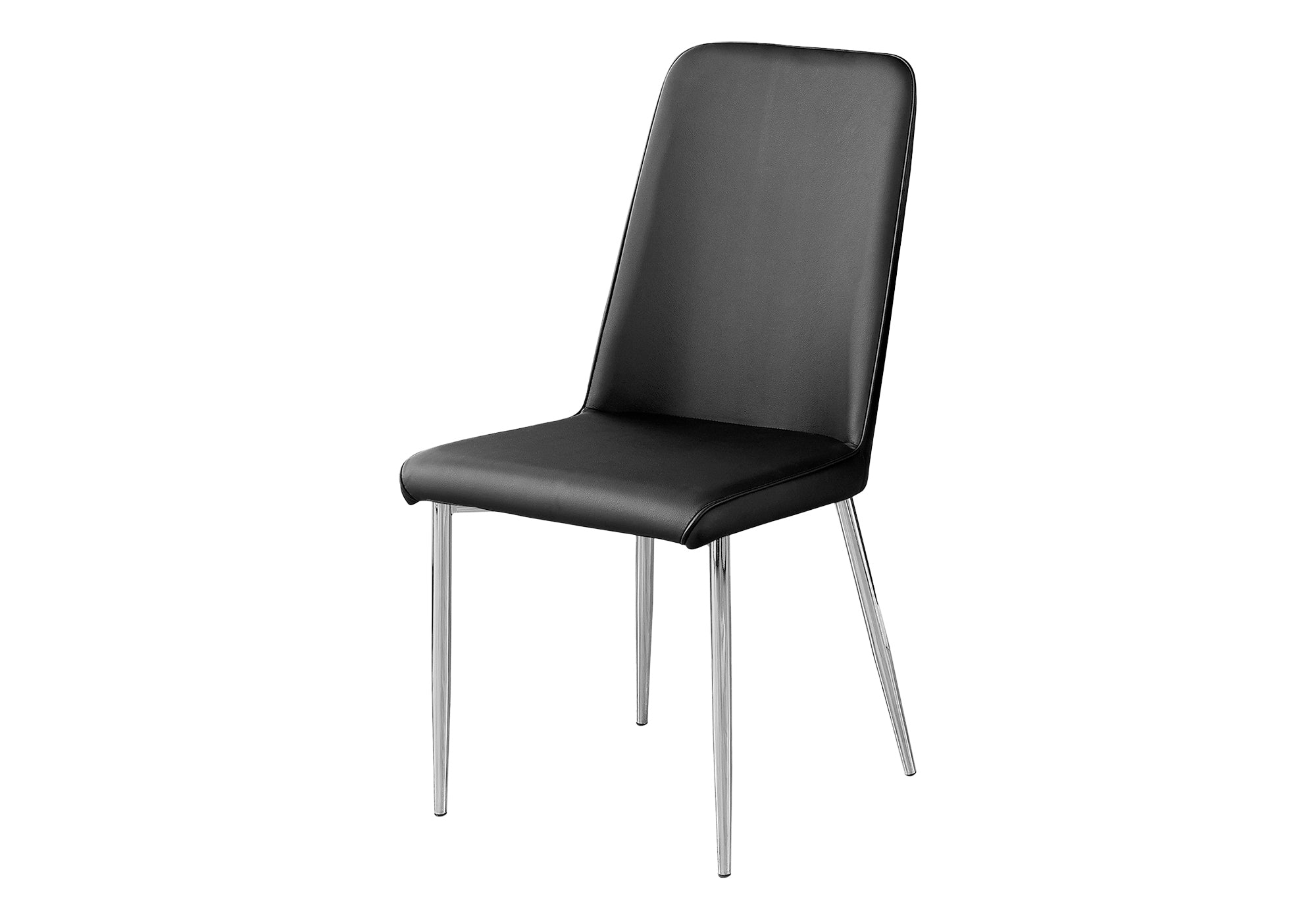 DINING CHAIR - 2PCS / 37""H / BLACK LEATHER-LOOK / CHROME