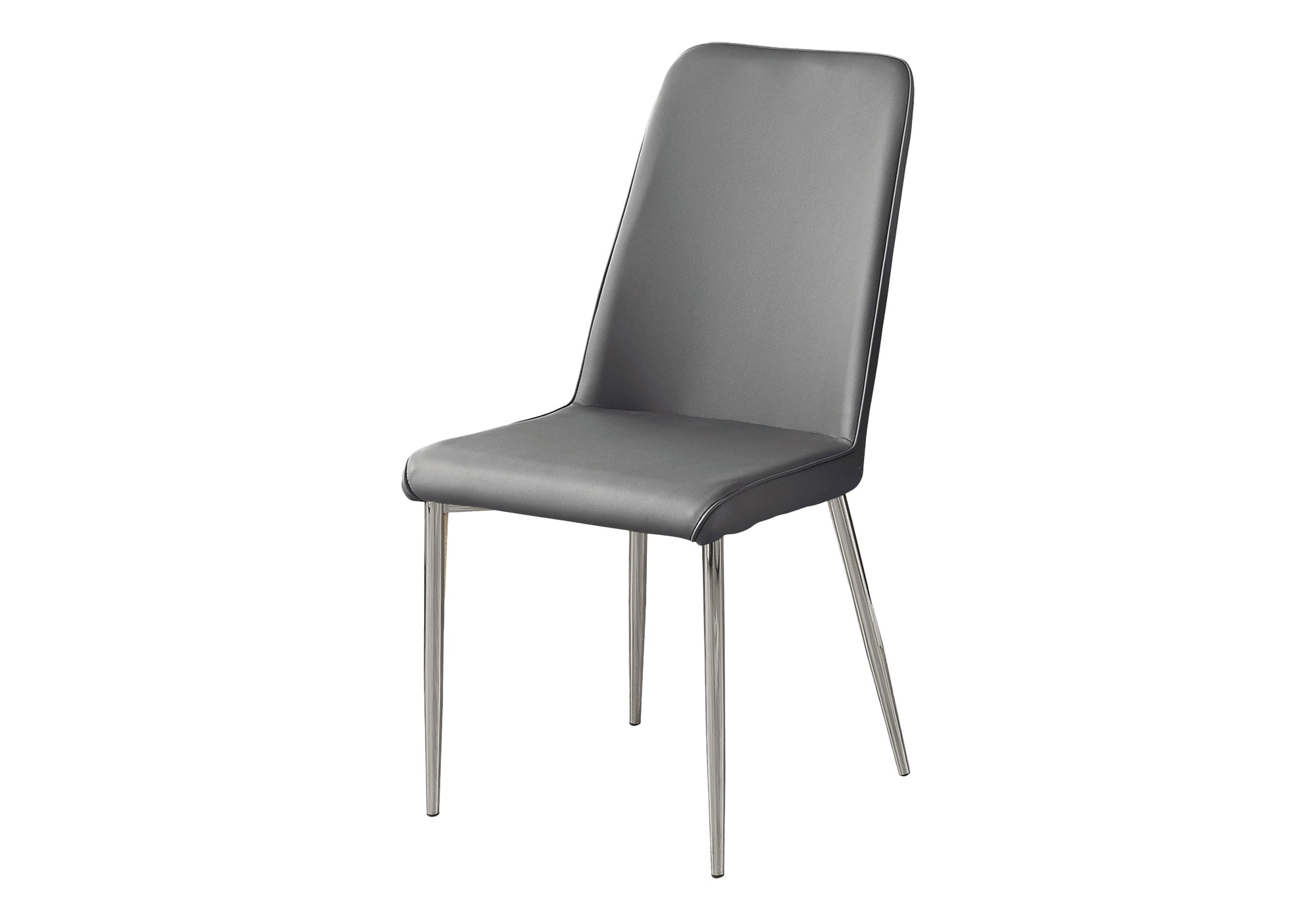 DINING CHAIR - 2PCS / 37""H / GREY LEATHER-LOOK / CHROME